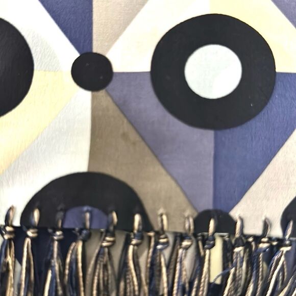 Susan Daniels Men’s Silk Doubled Scarf with Fringes Geometric Pattern Vintage - Picture 9 of 9
